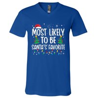 Most Likely To Be SantaS Favorite Family Christmas Matching V-Neck T-Shirt