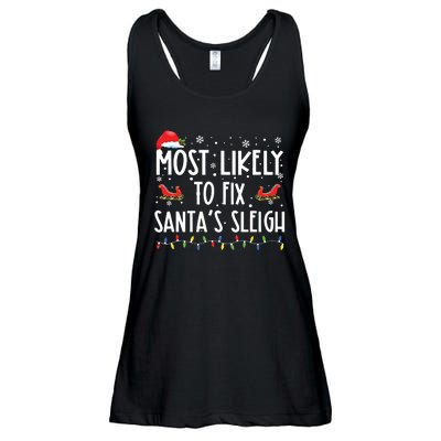 Most Likely To Fix Santa Sleigh Christmas Believe Santa Ladies Essential Flowy Tank