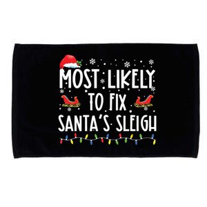 Most Likely To Fix Santa Sleigh Christmas Believe Santa Microfiber Hand Towel