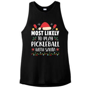 Most Likely To Play Pickleball With Santa Family Christmas Ladies PosiCharge Tri-Blend Wicking Tank