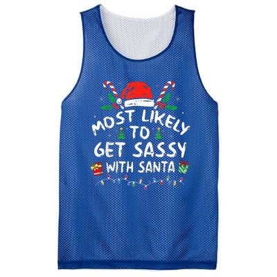 Most Likely To Get Sassy with Santa Funny Family Christmas  Mesh Reversible Basketball Jersey Tank