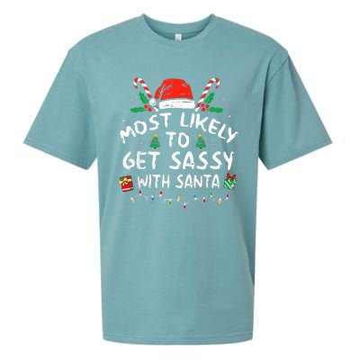 Most Likely To Get Sassy with Santa Funny Family Christmas  Sueded Cloud Jersey T-Shirt