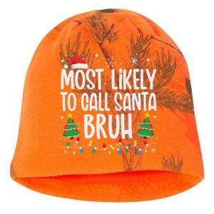 Most Likely To Call Santa Bruh Funny Family Christmas Kati - Camo Knit Beanie