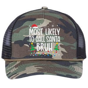 Most Likely To Call Santa Bruh Funny Family Christmas Retro Rope Trucker Hat Cap