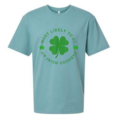 Most Likely To Do An Irish Goodbye St Patricks Day Sueded Cloud Jersey T-Shirt