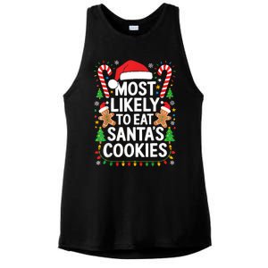 Most Likely To Eat SantaS Cookies Family Christmas Ladies PosiCharge Tri-Blend Wicking Tank