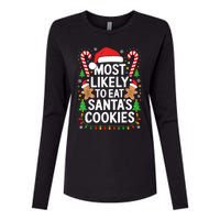 Most Likely To Eat SantaS Cookies Family Christmas Womens Cotton Relaxed Long Sleeve T-Shirt