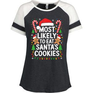 Most Likely To Eat SantaS Cookies Family Christmas Enza Ladies Jersey Colorblock Tee