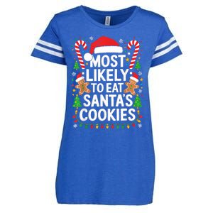 Most Likely To Eat SantaS Cookies Family Christmas Enza Ladies Jersey Football T-Shirt