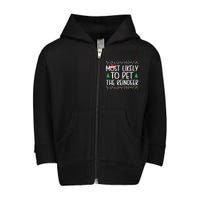 Most Likely To Pet The Reindeer Christmas Shirts For Family Toddler Zip Fleece Hoodie