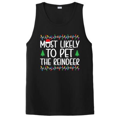 Most Likely To Pet The Reindeer Christmas Shirts For Family PosiCharge Competitor Tank