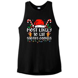 Most Likely To Eat Santas Cookies Family Christmas Holiday Ladies PosiCharge Tri-Blend Wicking Tank