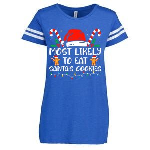 Most Likely To Eat Santas Cookies Family Christmas Holiday Enza Ladies Jersey Football T-Shirt