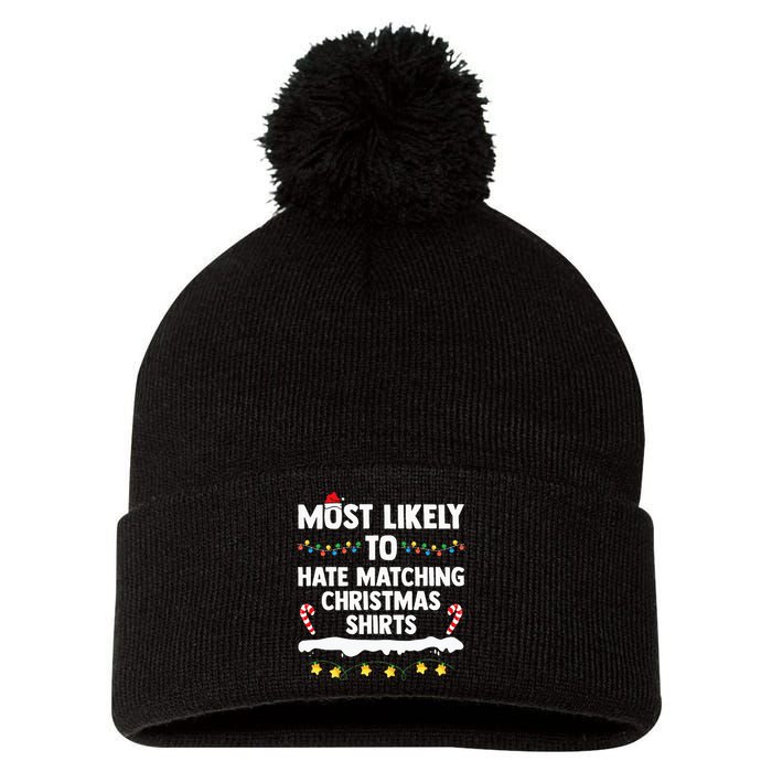 Most Likely To Hate Matching Christmas Xmas Family Group Pom Pom 12in Knit Beanie