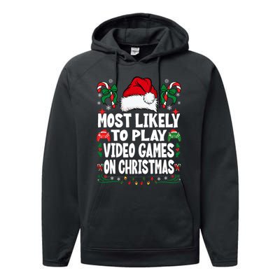 Most Likely To Play Video Games On Christmas Family Matching Performance Fleece Hoodie