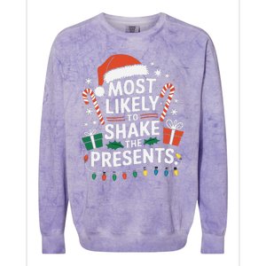 Most Likely To Shake The Presents Family Christmas Matching Colorblast Crewneck Sweatshirt