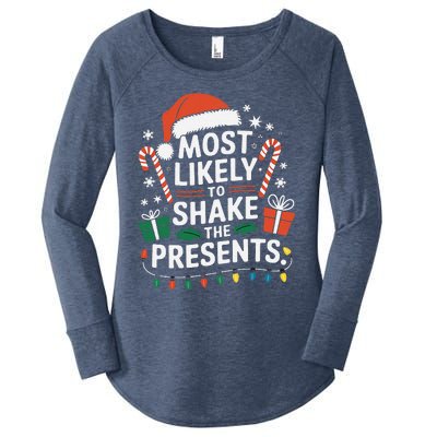 Most Likely To Shake The Presents Family Christmas Matching Women's Perfect Tri Tunic Long Sleeve Shirt