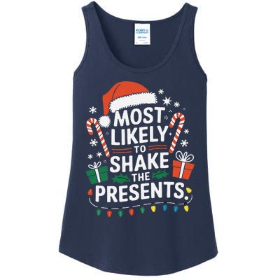 Most Likely To Shake The Presents Family Christmas Matching Ladies Essential Tank