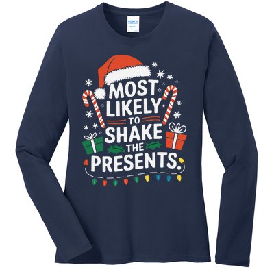 Most Likely To Shake The Presents Family Christmas Matching Ladies Long Sleeve Shirt