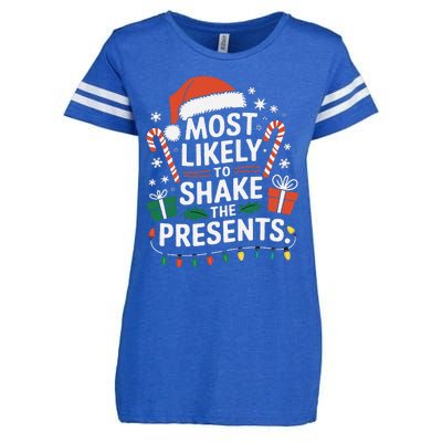 Most Likely To Shake The Presents Family Christmas Matching Enza Ladies Jersey Football T-Shirt