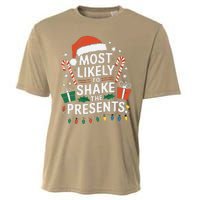 Most Likely To Shake The Presents Family Christmas Matching Cooling Performance Crew T-Shirt