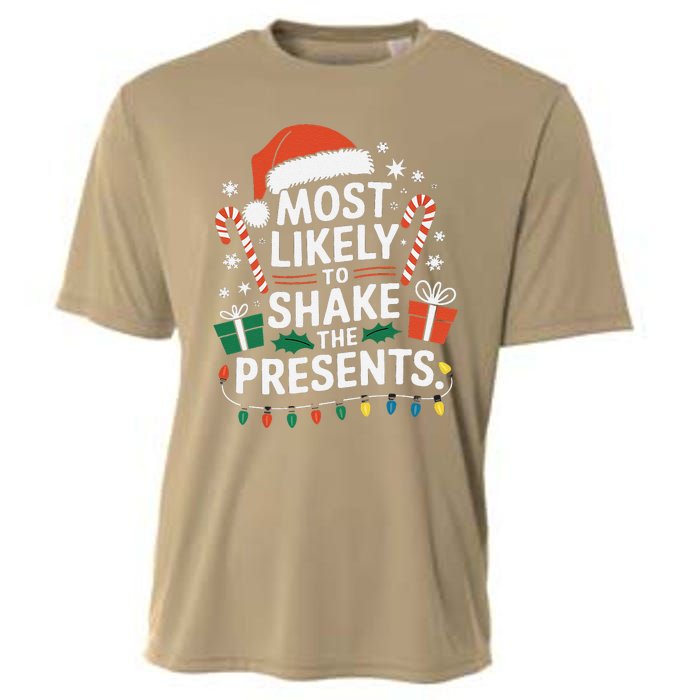 Most Likely To Shake The Presents Family Christmas Matching Cooling Performance Crew T-Shirt