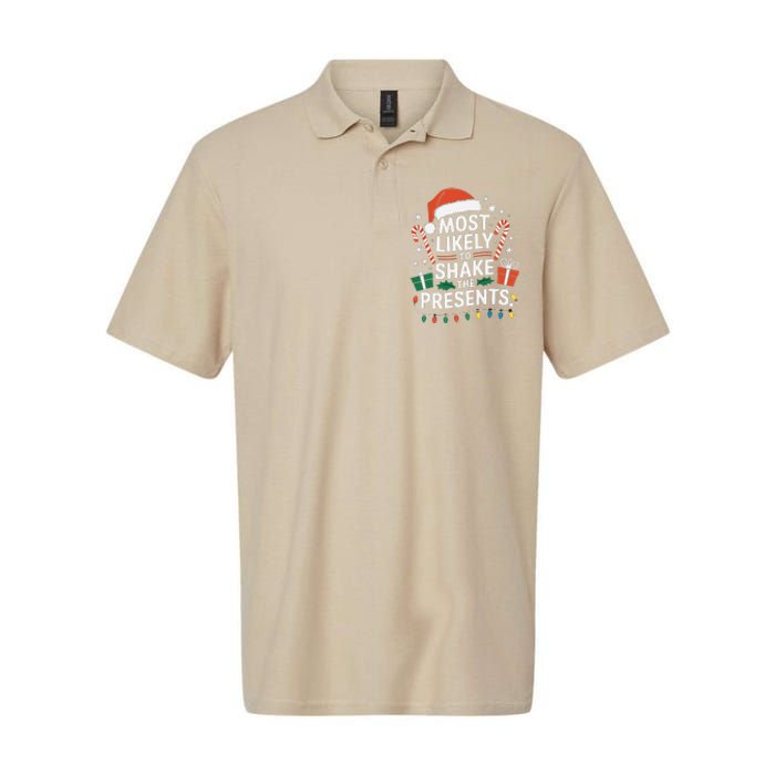 Most Likely To Shake The Presents Family Christmas Matching Softstyle Adult Sport Polo