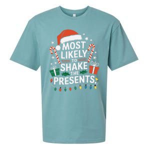 Most Likely To Shake The Presents Family Christmas Matching Sueded Cloud Jersey T-Shirt