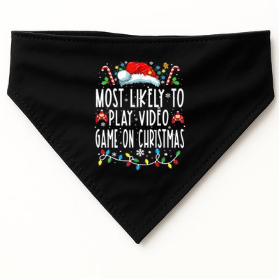 Most Likely To Play Video Games On Christmas Gamer Lovers USA-Made Doggie Bandana