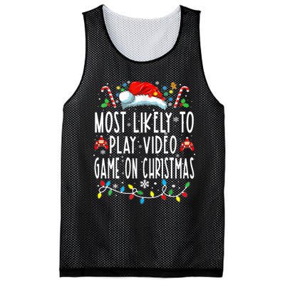 Most Likely To Play Video Games On Christmas Gamer Lovers Mesh Reversible Basketball Jersey Tank