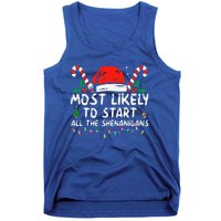 Most Likely To Start All The Shenanigans Family Xmas Holiday Tank Top