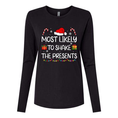 Most Likely To Shake The Presents family xmas matching  Womens Cotton Relaxed Long Sleeve T-Shirt