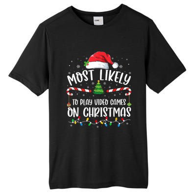 Most Likely To Play Video Games On Christmas Gamer Lovers Tall Fusion ChromaSoft Performance T-Shirt