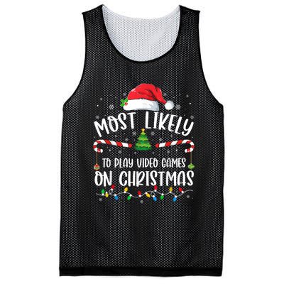 Most Likely To Play Video Games On Christmas Gamer Lovers Mesh Reversible Basketball Jersey Tank