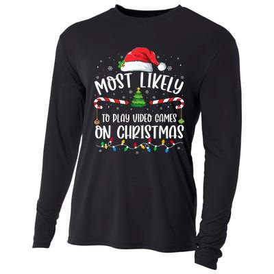 Most Likely To Play Video Games On Christmas Gamer Lovers Cooling Performance Long Sleeve Crew