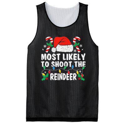 Most Likely To Shoot The Reindeer Family Matching Christmas Mesh Reversible Basketball Jersey Tank