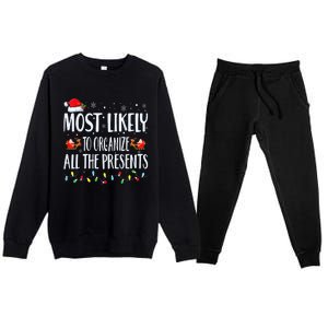 Most Likely To Organize All The Presents Family Matching Premium Crewneck Sweatsuit Set