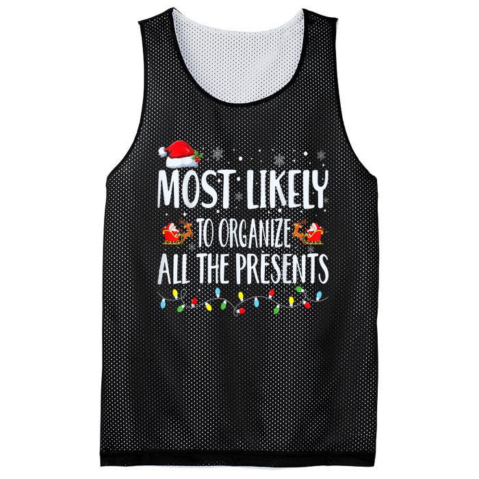 Most Likely To Organize All The Presents Family Matching Mesh Reversible Basketball Jersey Tank