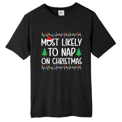 Most Likely To Nap On Christmas Shirts For Family Tall Fusion ChromaSoft Performance T-Shirt