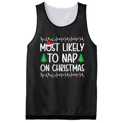 Most Likely To Nap On Christmas Shirts For Family Mesh Reversible Basketball Jersey Tank