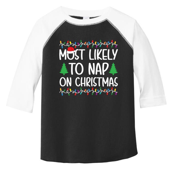 Most Likely To Nap On Christmas Shirts For Family Toddler Fine Jersey T-Shirt