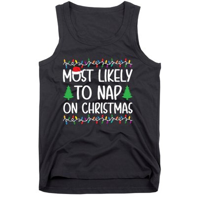 Most Likely To Nap On Christmas Shirts For Family Tank Top