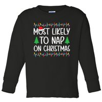 Most Likely To Nap On Christmas Shirts For Family Toddler Long Sleeve Shirt