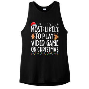 Most Likely To Play Video Games On Christmas Gamer Lovers Ladies PosiCharge Tri-Blend Wicking Tank