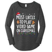 Most Likely To Play Video Games On Christmas Gamer Lovers Women's Perfect Tri Tunic Long Sleeve Shirt