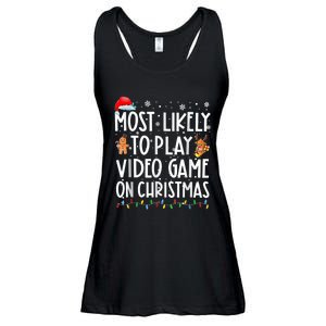 Most Likely To Play Video Games On Christmas Gamer Lovers Ladies Essential Flowy Tank