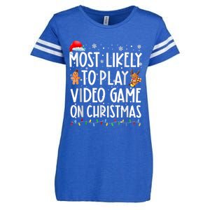 Most Likely To Play Video Games On Christmas Gamer Lovers Enza Ladies Jersey Football T-Shirt