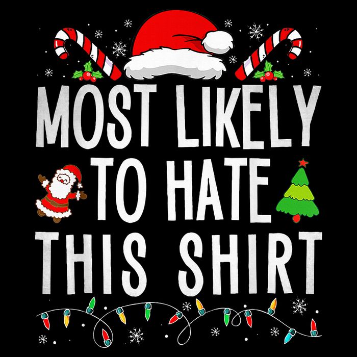Most Likely To Hate This Family Xmas Pajamas  Stripe Pom Pom Beanie