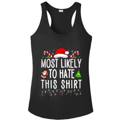 Most Likely To Hate This Family Xmas Pajamas  Ladies PosiCharge Competitor Racerback Tank