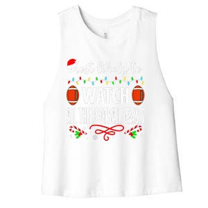 Most Likely To Watch All The Football Games Christmas Xmas  Women's Racerback Cropped Tank